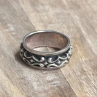 Vintage Tribal 925 Sterling Silver Ring Gothic Spinner Unisex - Size T 1/2
