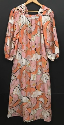 Emilio Pucci Cotton Silk Blend Cold Shoulder Maxi Dress Made in Italy Size US 10
