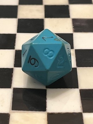 Vintage Gamescience d20 0-9 twice opaque blue-green rpg ad&d dice 121524@