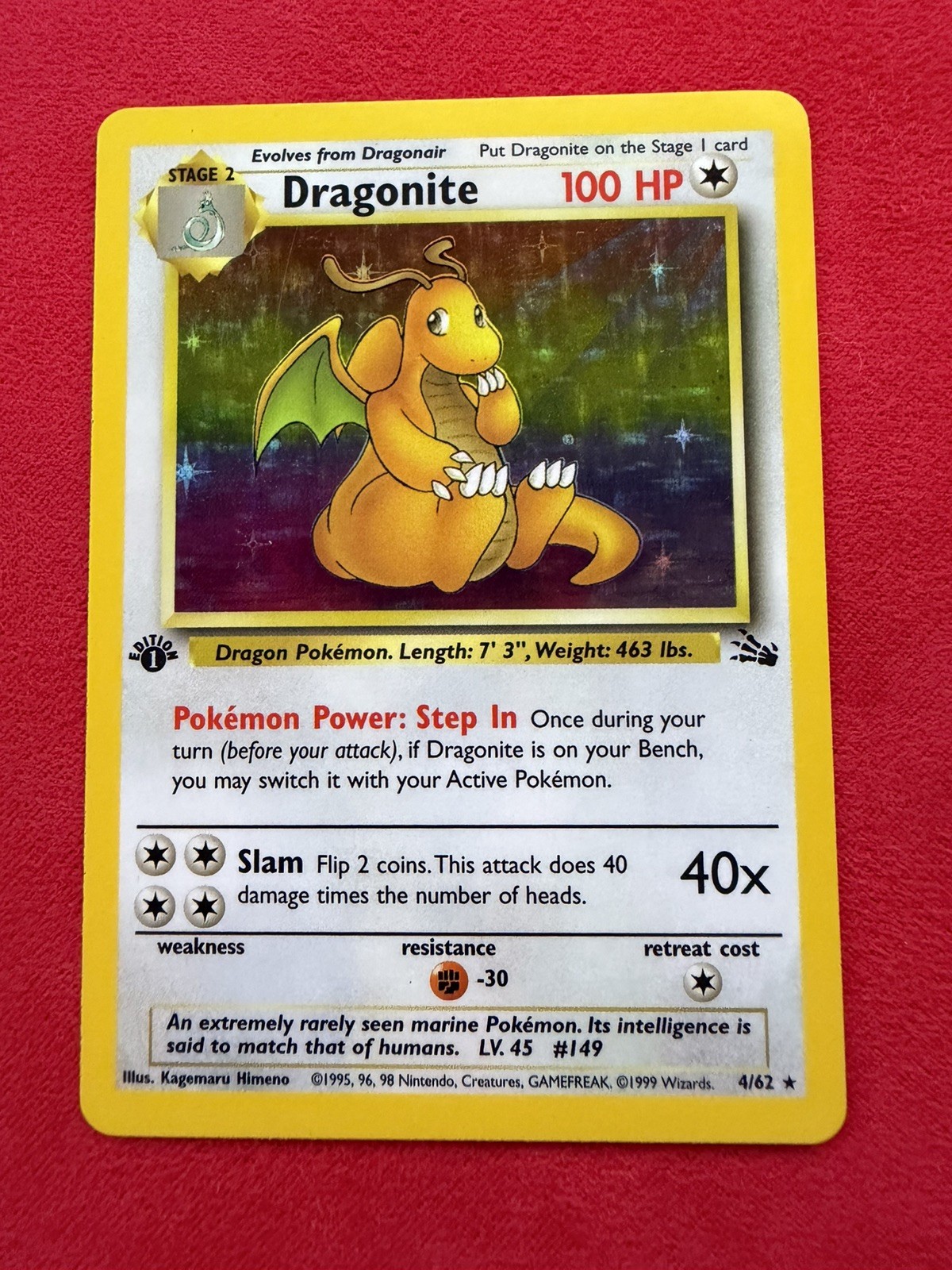 Dragonite 1999 Fossil #04/62 1st Edition Holo Price Guide - Sports