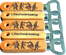 Feuerwehr Flaschen&ouml;ffner beidseitig graviert 5er Set