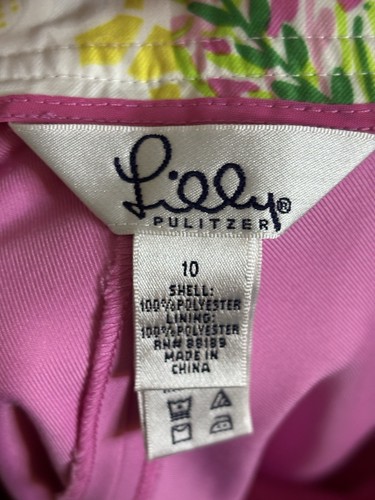 VTG LILLY PULITZER Pink Green Patch Print Skirt Skirt 10 Lion Cheetah Golf - Picture 7 of 7