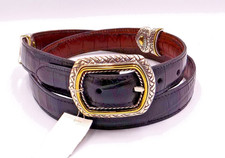 Brighton Marcus Black/Brown Leather Croco Reversible Belt 40210