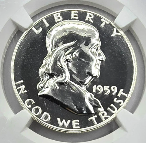 1959 Franklin Half Dollar Proof 68 NGC PR68 PF68 Mirror Like Surfaces! Silver