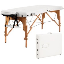 84"L Portable Massage Table Adjustable Facial Spa Bed Tattoo w/ Carry Case White