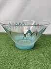 Vintage MCM Atomic Turquoise and Gold Starburst Glass Bowl