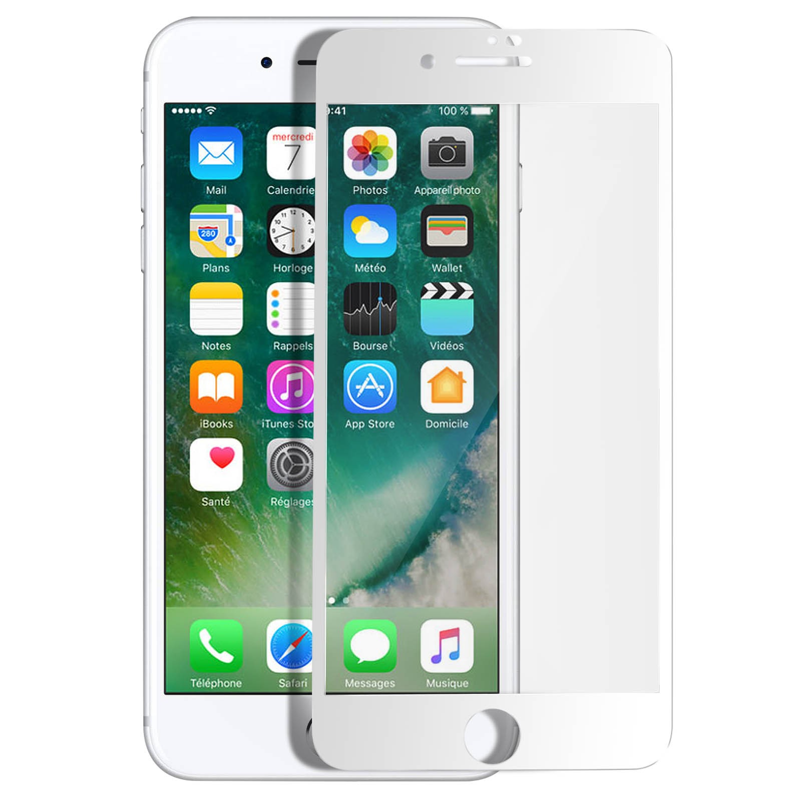 Film verre trempé anti-espion iPhone 7 8 SE 2020 blanc vitre protection 9H