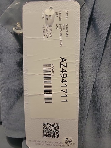 NUEVO Vestido Azazie Lily 16 Azul Polvoriento Dama de honor Madre de la Novia Largo Formal - Imagen 3 de 6