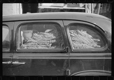 Durham North Carolina 1939 Tobacco Auction Farmers Car Loaded with Tobacco