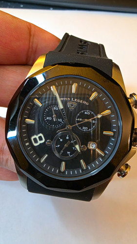 Swiss Legend Monte Carlo Chronograph Men's Black Watch Clear Crystal Working