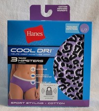 HANES Women's 3-Pack Cool Dri Cotton Hipster Panties - SIZE L/7