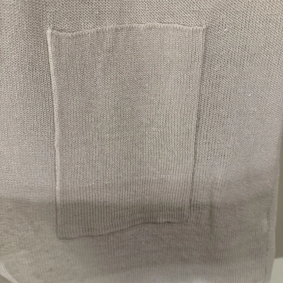 Suéter Cárdigan Abierto Línea Larga Mezcla Lino Orgánico Marfil Eileen Fisher Talla L Foto 4 de 4