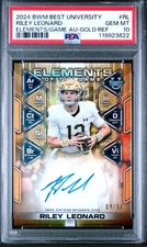 Riley Leonard 2024 Bowman U Best Elements of the Game Gold Auto /50 PSA 10 RC
