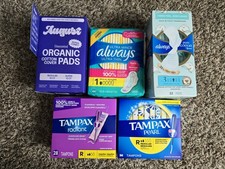 Brand New Bundle Of Feminine Hygiene Products August Always Tampax Pearl Radiant