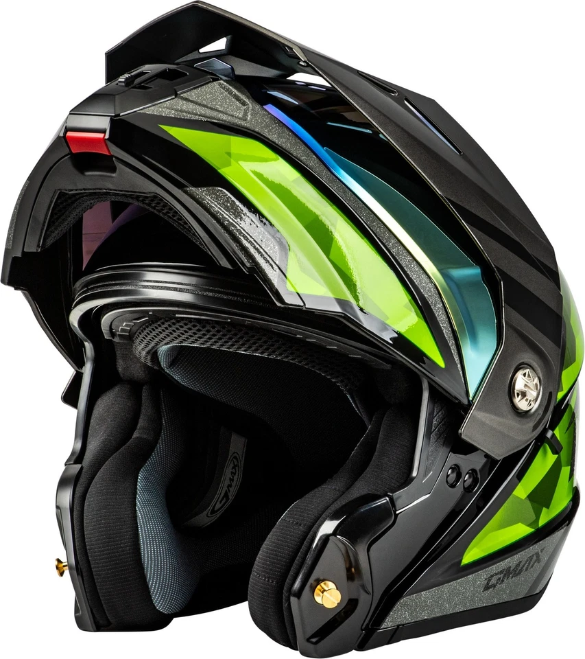 GMAX MD-74 Striker Modular Helmet Black/Silver/Green Large M17411066 - Image 2 of 4