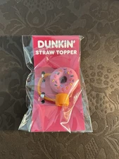 Dunkin Donuts Straw Topper Pink Strawberry Donut 