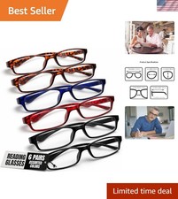 6 Pack Stylish Reading Glasses - Assorted Colors for Men Women - UV Protection