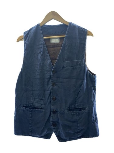 Brunello Cucinelli Linen Summer Vest Solid Pattern Dark Blue Men From Italy - Picture 9 of 24