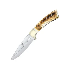 TheBoneEdge 7.5"" Full Tang Horn Handle Hand Made Hunting Knife With Sheath
