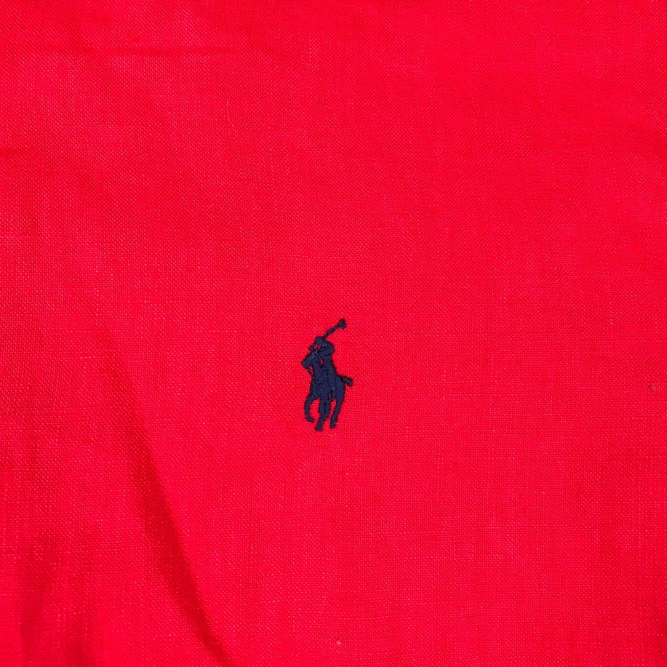 Camisa Ralph Lauren Para Mujer M Calce Clásico Rojo Lino Poni Logo SS Abotonada Foto 2 de 4