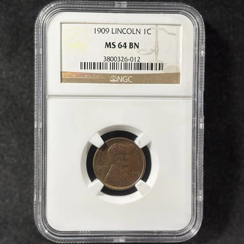 1909 1c Lincoln Cent Philadelphia First Year Choice Uncirculated NGC MS 64 BN