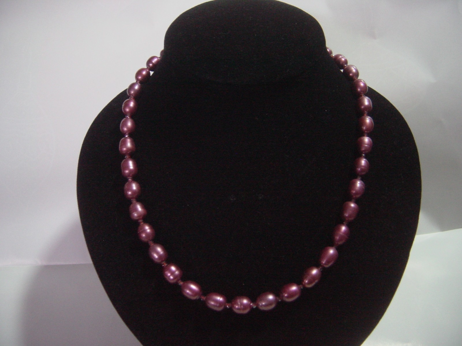 vintage SOLID SILVER-SUPERB large purple pearls& … - image 1