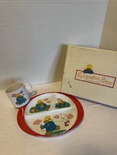 VTG Paddington Bear 2 Piece Melamine Children Divided Dish Set Bowl Cup New