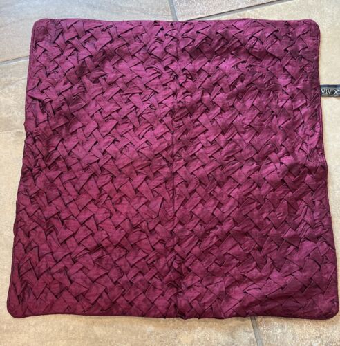 Borgata Red Smocked silk back Zip, 18 x 18 decorative pillow cover E
