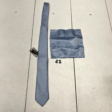 DiBanGu Light Blue Silk Paisley Necktie Pocket Square  Cufflinks Set NEW