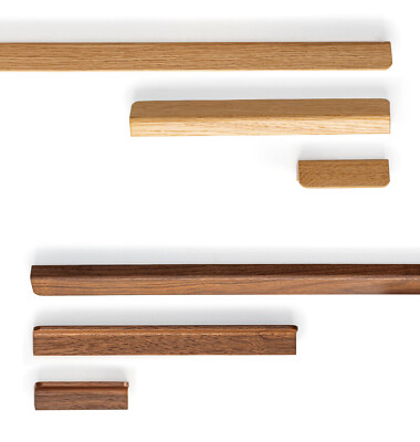 Lot de 6 poignées de meuble en bois pour armoires de cuisine, placards et tiroirs - Distance des trous: 128 mm