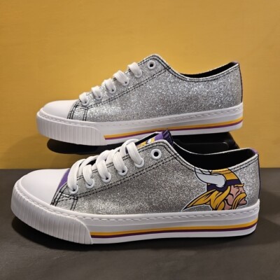Minnesota Vikings Women's Glitter Low Top Canvas Sneaker Shoe