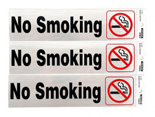 Lot of 3 Hillman 2-in x 8-in Mylar Reflective Prohibited Sign No Smoking 839838