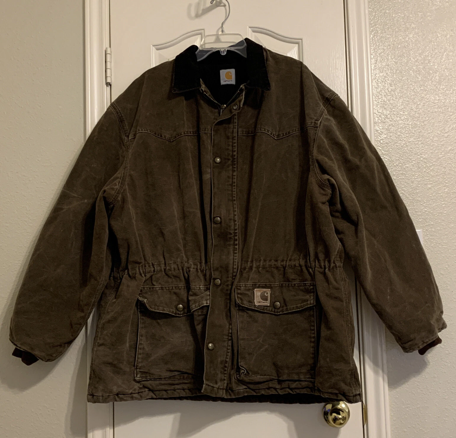 VETEMENTS Giacca Carhartt marrone vintage nera trapuntata foderata taglia XL (vedi foto) difettosa