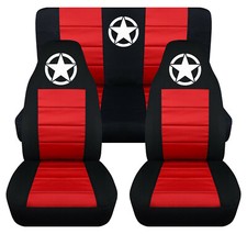 Frontrear Car Seat Covers Black-red Warmy Star Fits Wrangler Yj Tj Lj Frontrear Car Seat Covers Black-red Warmy Star Fits Wrangler Yj Tj Lj