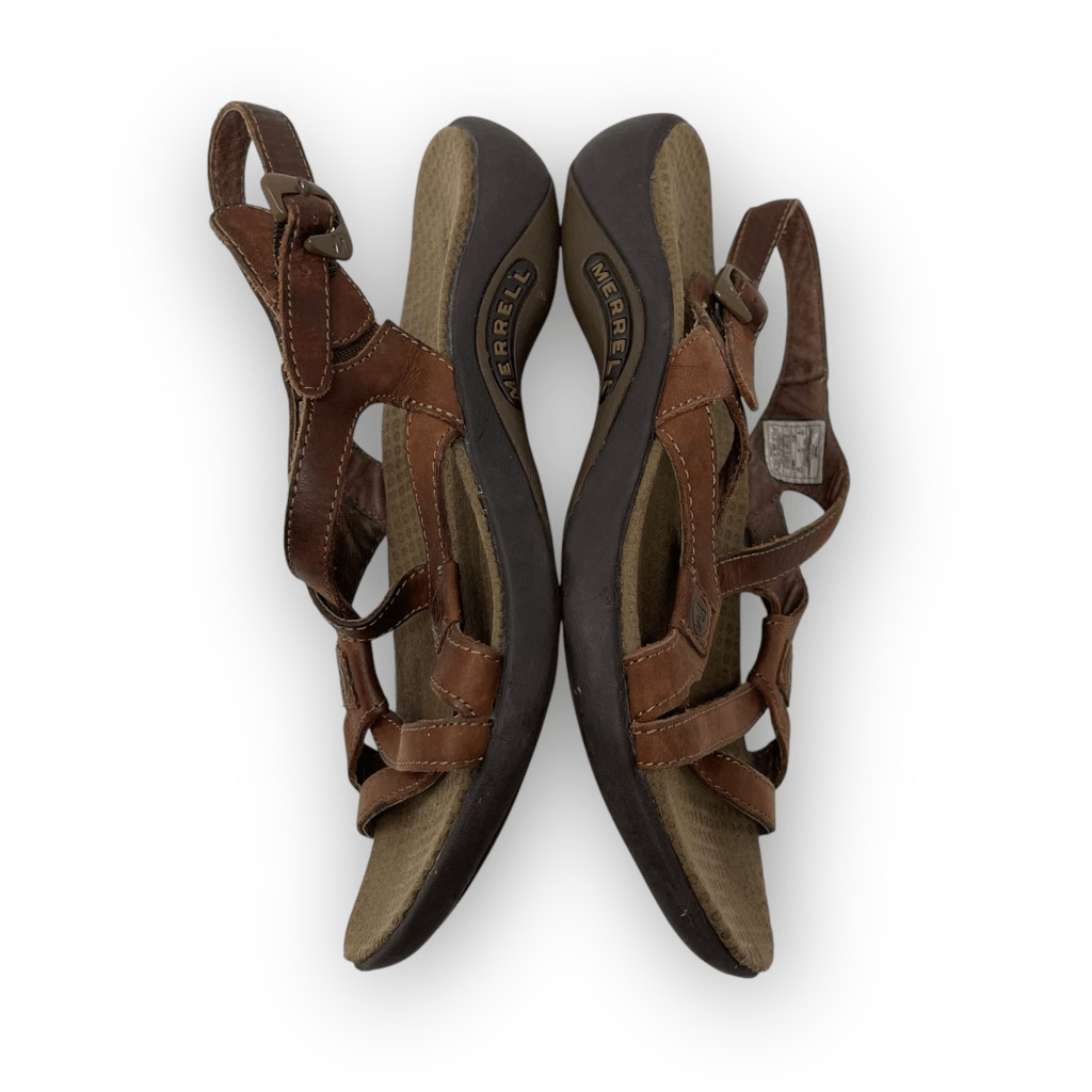 Merrell Scarpe Sandali Donna Pelle Agave Marrone Sling Back con Cinturino Taglia 6