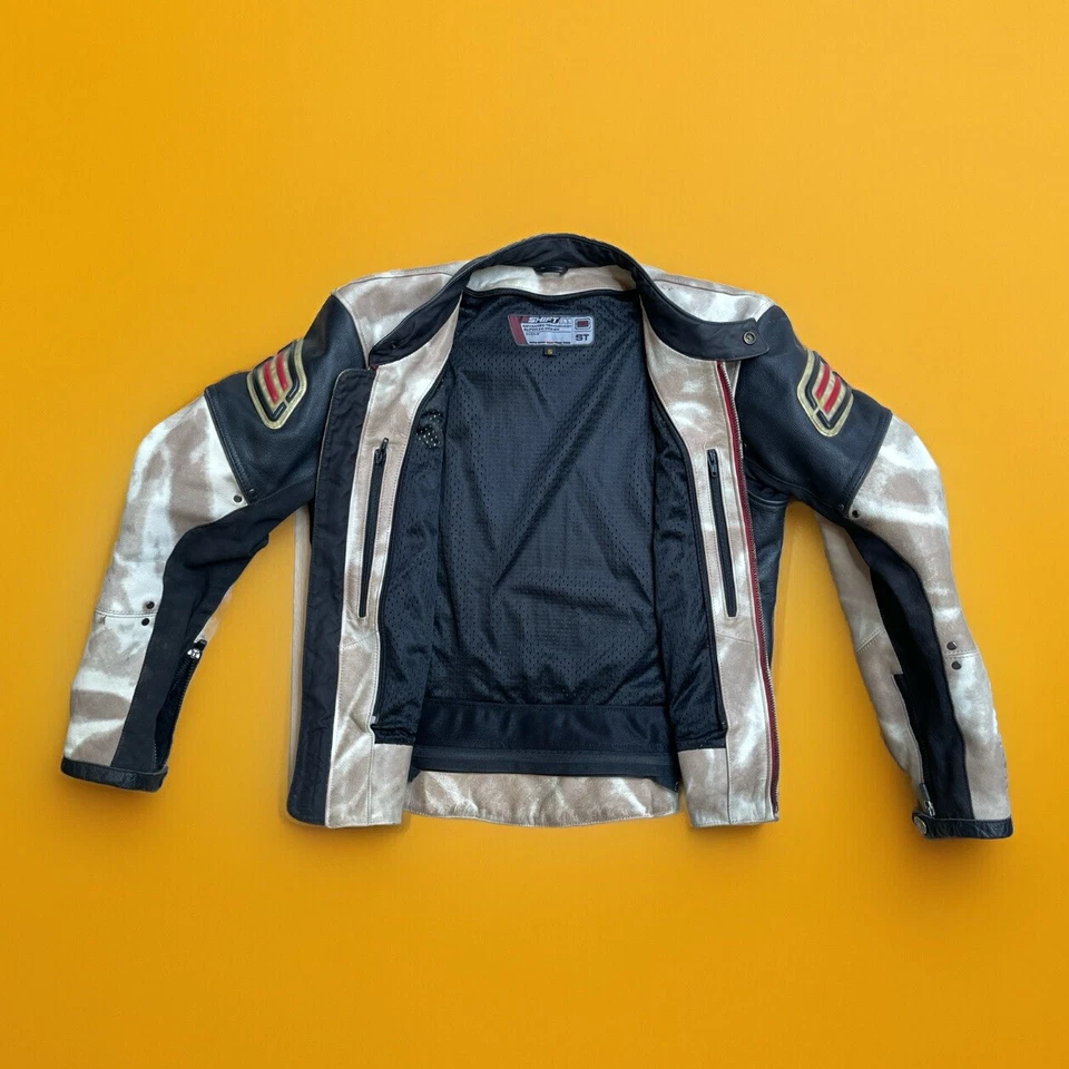 Chaqueta acolchada de cuero genuina SHIFT para motocicleta carreras callejeras desierto camuflaje tostado Foto 2 de 4