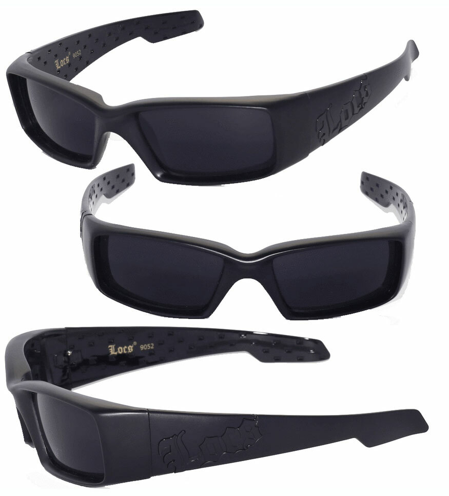 Locs Mens Gangster Biker Sunglasses w/ Free Pouch - Rubberized