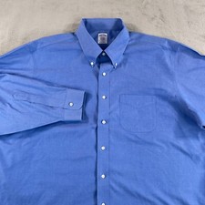Brooks Brothers Classic Fit Dress Shirt Men 18 34 Blue Non Iron Long Sleeve Work