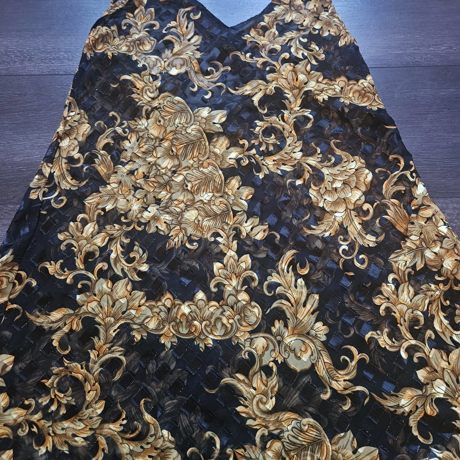 VALENTINO Abito slip vintage Victoria's Secret donna grande oro nero trasparente etichetta bianca anni '90