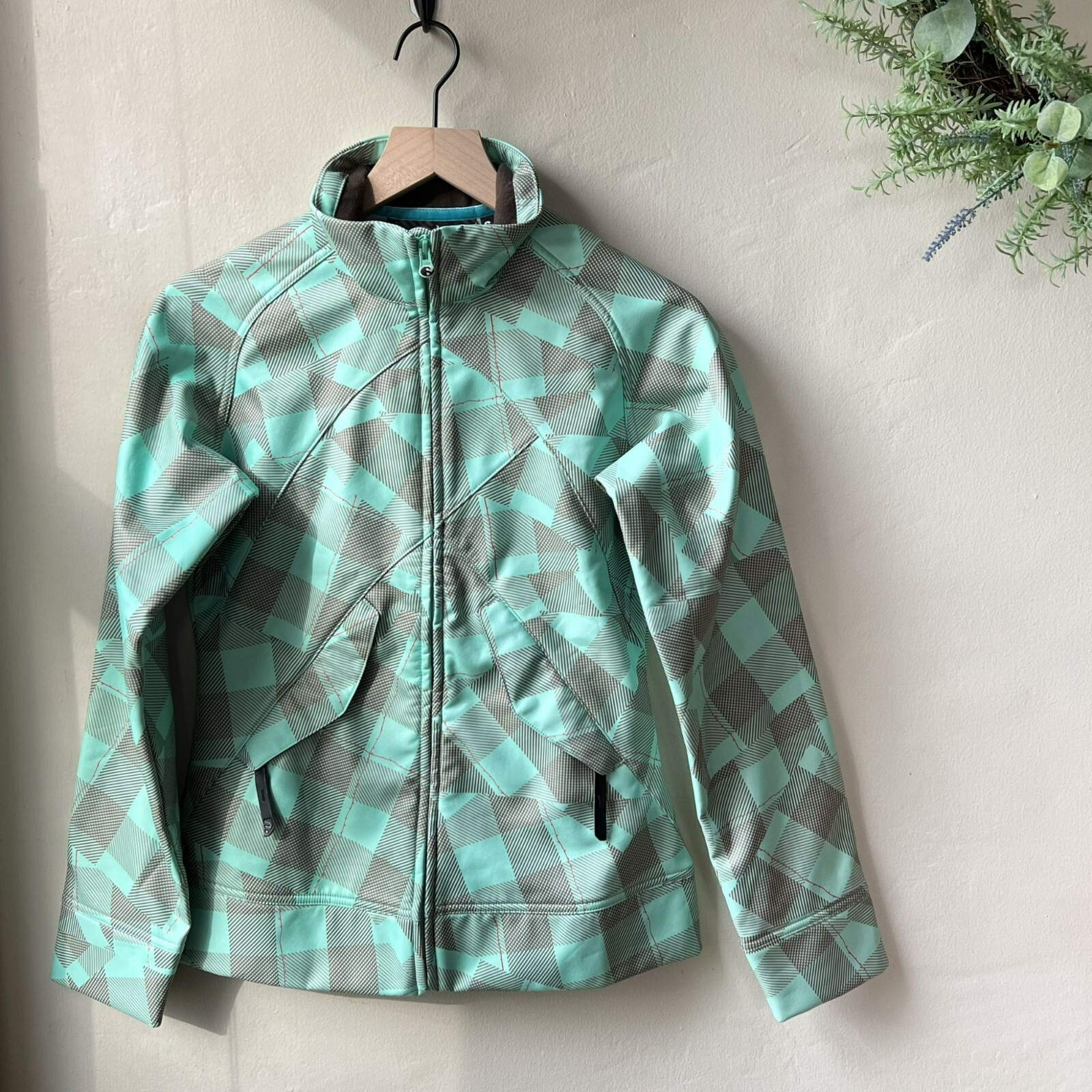 Salomon Giacca da neve donna motivo geometrico isolato verde pastello marrone taglia S