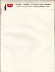 GREENCOVE COCA-COLA BOTTLING COMPANY LETTERHEAD GREEN COVE ...