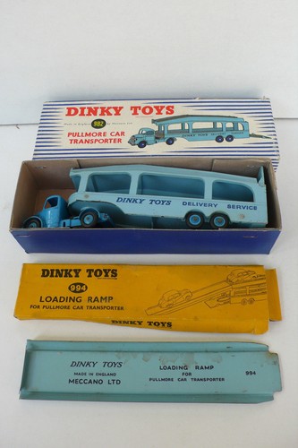 DINKY TOYS GB PULLMORE CAR TRANSPORTER + LOADING RAMP REF 982 53/64 BOITE D'O - Imagen 2 de 12