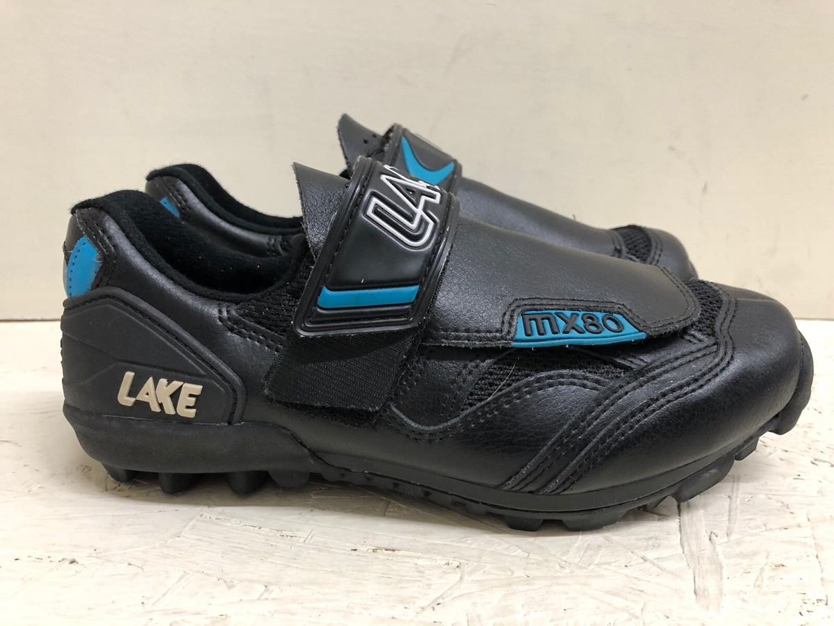 LAKE MX80 Men Black/Bue Cycling leather lace up/strap Shoes size US EUR  40