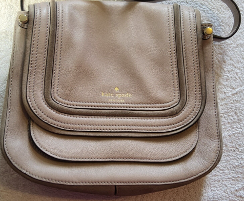 Kate Spade Medium Rianne Pratt Street Leather Crossbody Bag Mortar/Stone - Picture 3 of 10