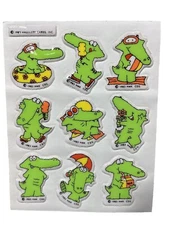 Vintage Hallmark Stickers Alligators Crocodiles Puffy Green Vinyl 1983