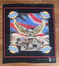 Rare Vintage 80s 90s Harley Davidson Headband Bandana 3D emblem Eagle Flag Patch
