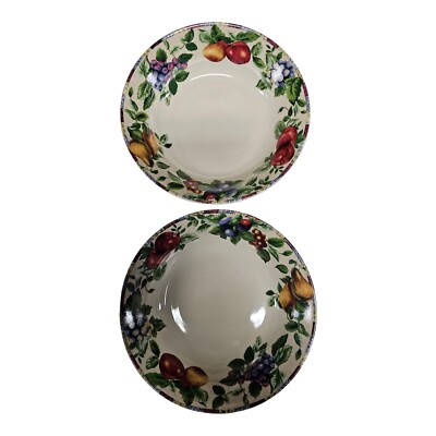 #ad #ad 2 Vintage Sakura Oneida Sonoma Excell Cereal Soup Bowls Fruit Pattern 7.5quot; $17.98
