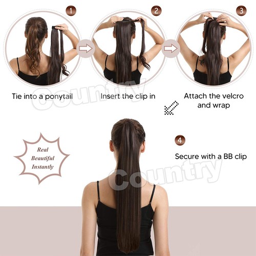 NEW Hair Wrap Ponytail Clip in Pony Tail Hair Extensions Real Natural as Human - Picture 8 of 18