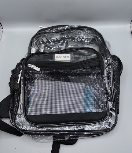 LARGE HEAVY DUTY CLEAR BACKPACK Transparent PVC School Stadium Waterproof - Picture 3 of 5
