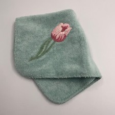 Martha Stewart Home Wash Cloth - Soft Green Rose Towel - USA Made - 12 x 12